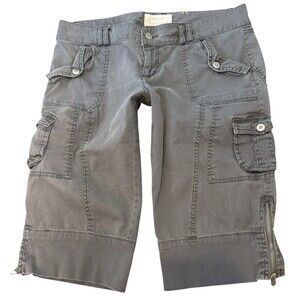 Plugg Crop Cargo Pant Womens Junior Size 11 Gray Zip Leg Pockets Cotton Blend
